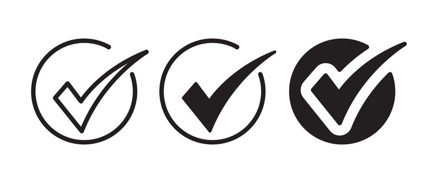 Chek, ok, yes icon approved vector illustration. Check mark icon on white background. Vector illustration