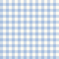 Seamless pastel blue gingham pattern. Vector geometric vichy background