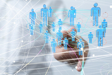 Abstract network of physical devices on the Internet using a network connection with statistics...