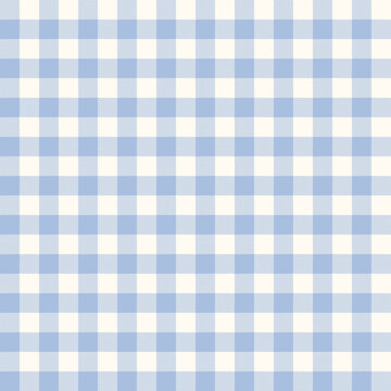 Seamless Pastel Blue Gingham Pattern. Vector Geometric Vichy Background