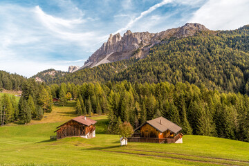 Landscape in the Puster valley of Italian Dolomites Alps, South Tyrol, Italy