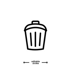 Trash Can Icon, garbage, clean Recycle bin icons button, vector, sign, symbol, logo, illustration, editable stroke, flat design style isolated on white linear pictogram