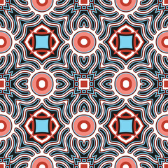 Seamless patern with original abstract composition. Pink and blue on a white background. Vector illustration