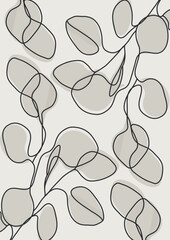 Botanical Poster, Boho Style Illustration, Abstract Background, Beige Aesthetic Art Print, Post Card or Cover - Smart Stroke.