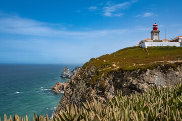 Fototapeta na wymiar Cabo da Roca in Portugal, the lighthouse on the cliffs 