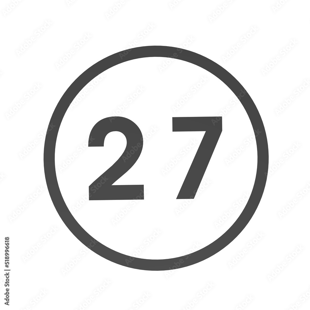 Aufkleber gray number 27 in a circle on a white background. numbering. rendering an image.