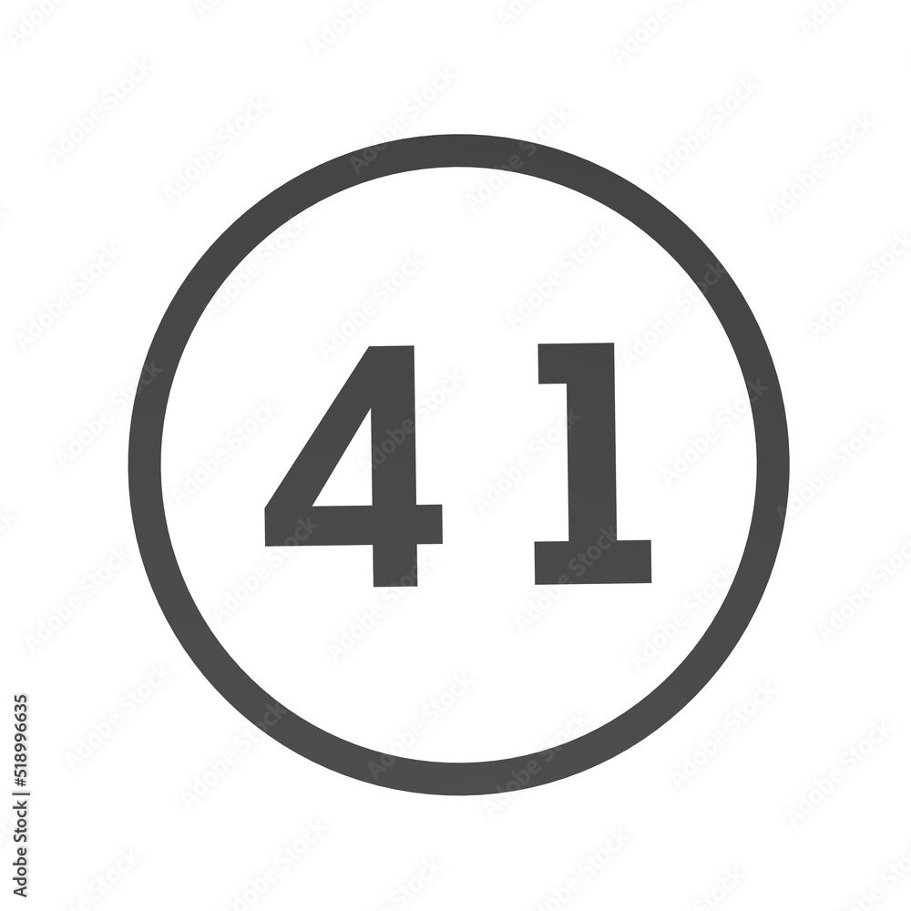 Poster gray number 41 in a circle on a white background. numbers and numbers. numbering. rendering an image