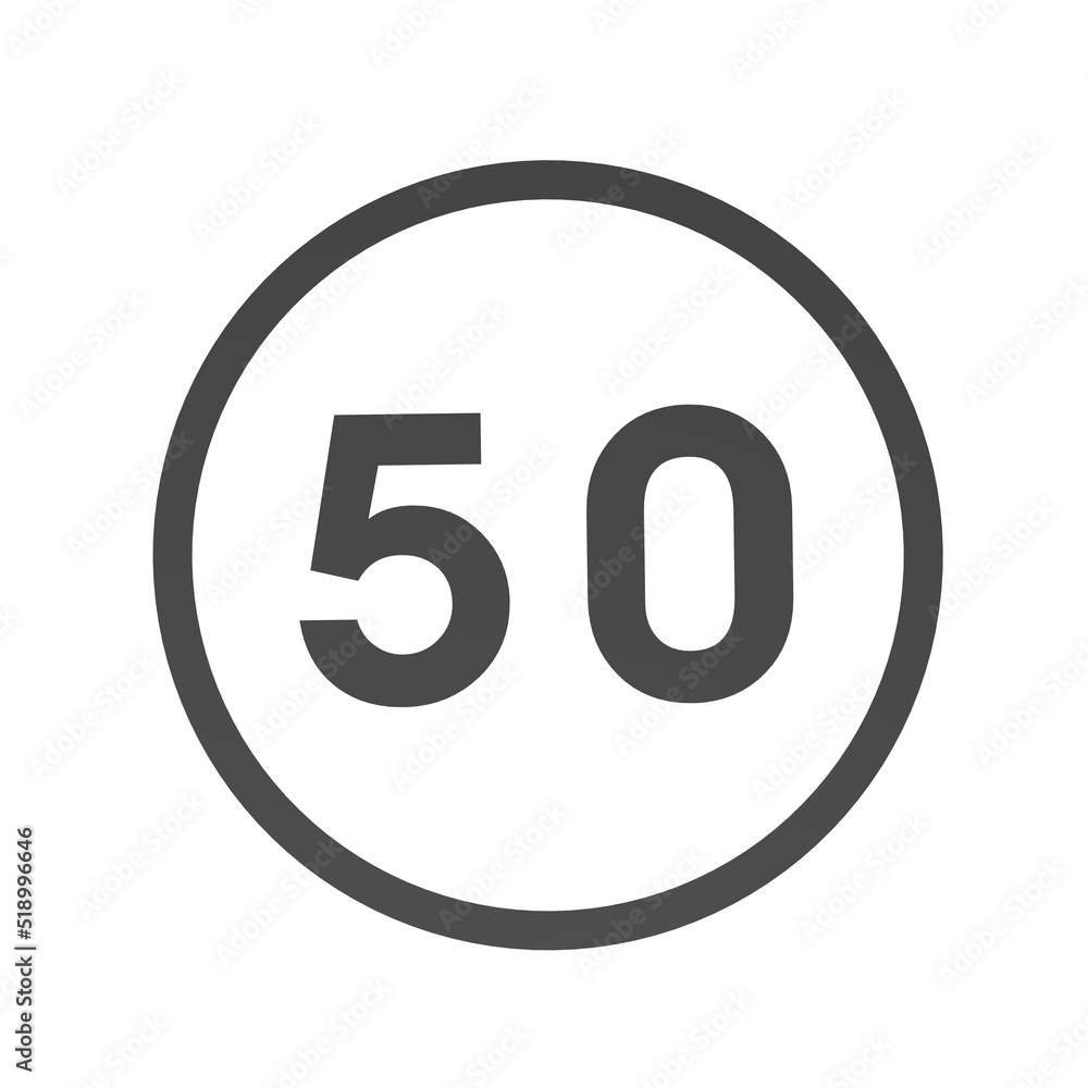 Poster gray number 50 in a circle on a white background. numbers and numbers. numbering. rendering an image