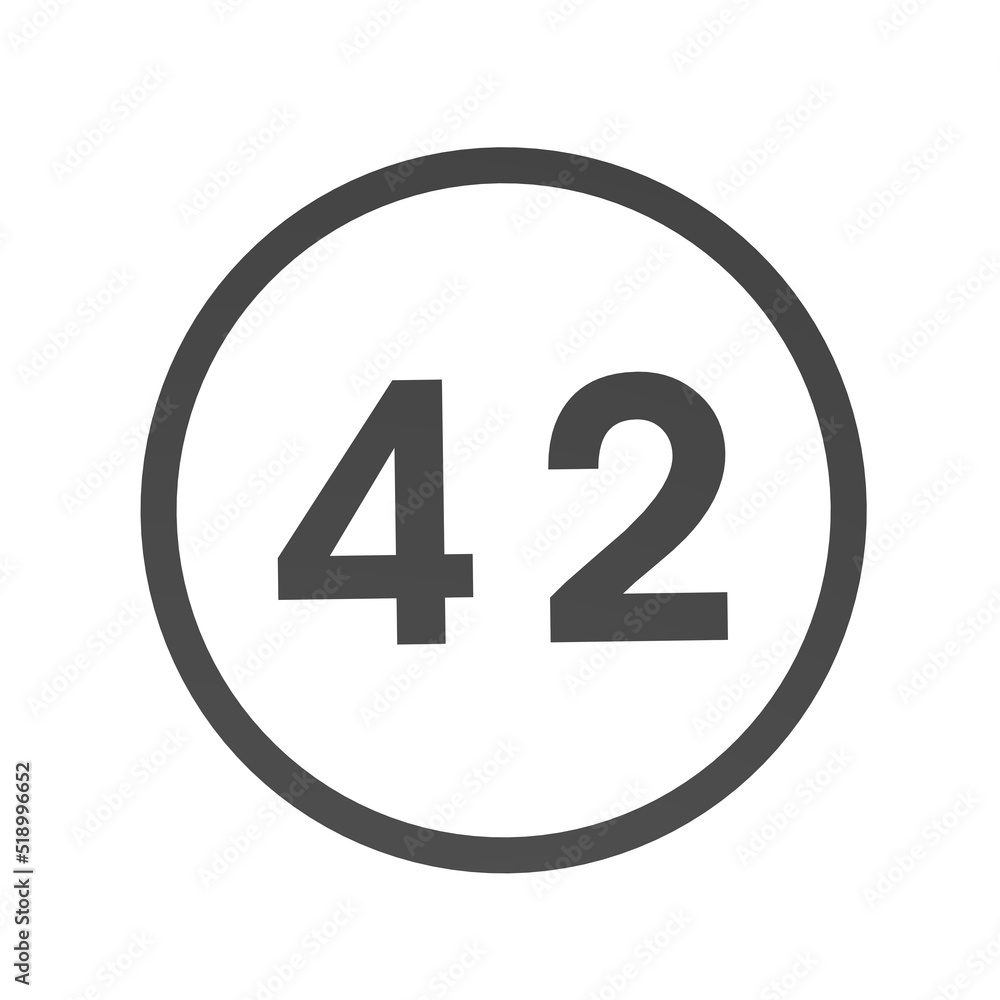 Poster gray number 42 in a circle on a white background. numbers and numbers. numbering. rendering an image