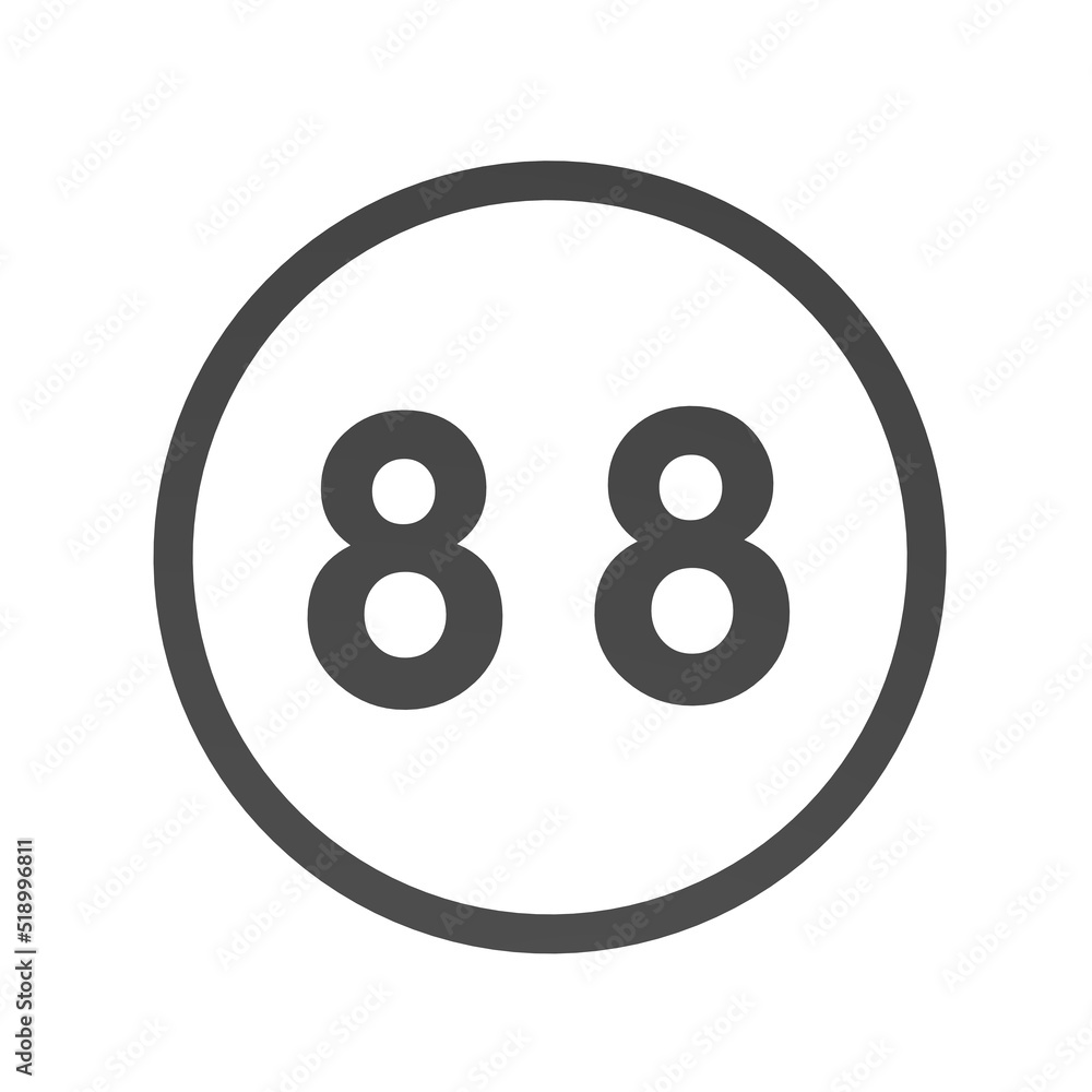 Poster gray number 88 in a circle on a white background. numbers and numbers. numbering. rendering an image
