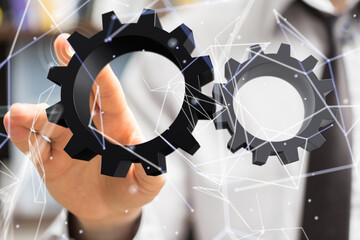 gear Futuristic in Industry 4.0 and business virtual diagram