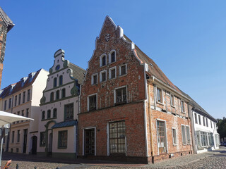 Stadtansicht mit Giebelhäusern von Wismar Hansestadt an der Ostsee