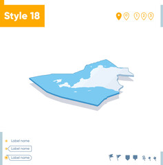 Banten, Indonesia - 3d map on white background with water and roads. Vector map with shadow.
