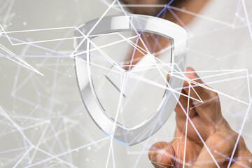 shield protection concept holding in hand 3d