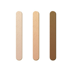 Ice cream stick set realistic style with wood texture isolated white background. Eco friendly food accesories. Medical tongue depressors. Vector 10 eps