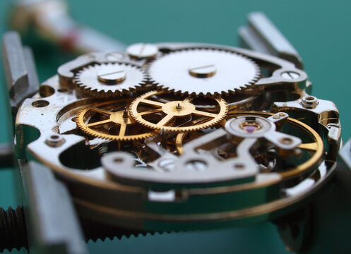 close up of vintage watch mechanism