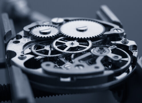 close up of vintage watch mechanism