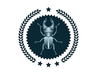 Stag Beetle Vector Icon Emblem