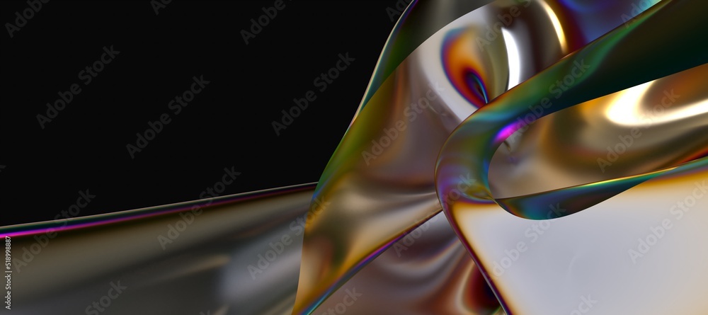 Poster fluid design twisted shapes holographic 3d abstract background iridescent wallpaper