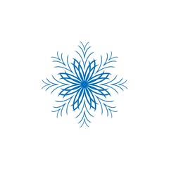 Sign design blue snowflake on white background