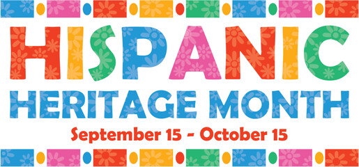 Hispanic Heritage Month Floral Banner - obrazy, fototapety, plakaty