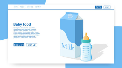 Baby food is natural milk.Vector illustration.