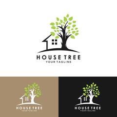 MobileNature House Logo Vector Illustration Design. Eco green house or tree house logo design inspiration. Simple Modern Creative House Logo Illustration Design. Creative Real Estate Logo Concept