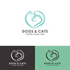 Pet Shop Logo . Pet logo design . Dog cat logo . Animal Pet Care Logo,Pet House,Vet , Store , Pet Health