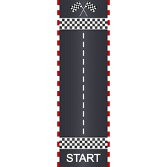 Race track road. Start and finish. Start the competition. Vector illustration, artistic design.
