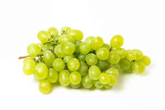White grape isolated on white background. Grape sort. Delicious and healthy fruit