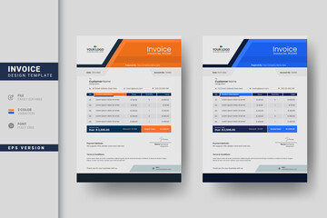 Flat minimal business invoice design template