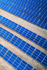 Solar power station aerial view. Rows of solar photovoltaic panels. Aerial view of solar panel...