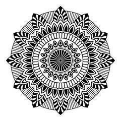 Mandala. Decorative round ornament. Isolated on white background. Arabic, Indian, ottoman motifs. Flower. Picture for coloring. For cards, invitations, t-shirts. Vector monochrome illustration.