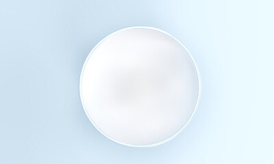 white plate with against light blue background, 3d render