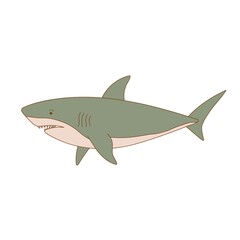 Shark cartoon vector illustration isolated on white background. Modern design