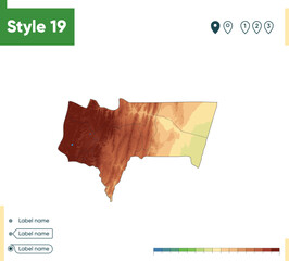 Tarija, Bolivia - high detailed physical map. Vector map. Dem map.