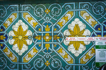 tashkent, metro, subway, underground, uzbekistan, central asia, paxtakor, tiles, mosaic, 