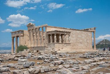 Fototapeta na wymiar Athens, Greece / July 2022: The archaeological site of the Acropolis of Athens. 