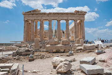Athens, Greece / July 2022: The archaeological site of the Acropolis of Athens.	The Parthenon