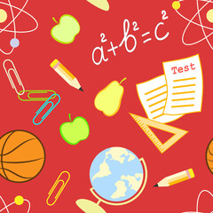Seamless Pattern, School Supplies, Back to School Background