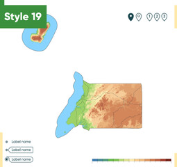 Equatorial Guinea - high detailed physical map. Vector map. Dem map.