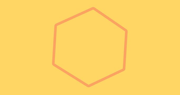 hexagon line transition animation shrinks to the center full view