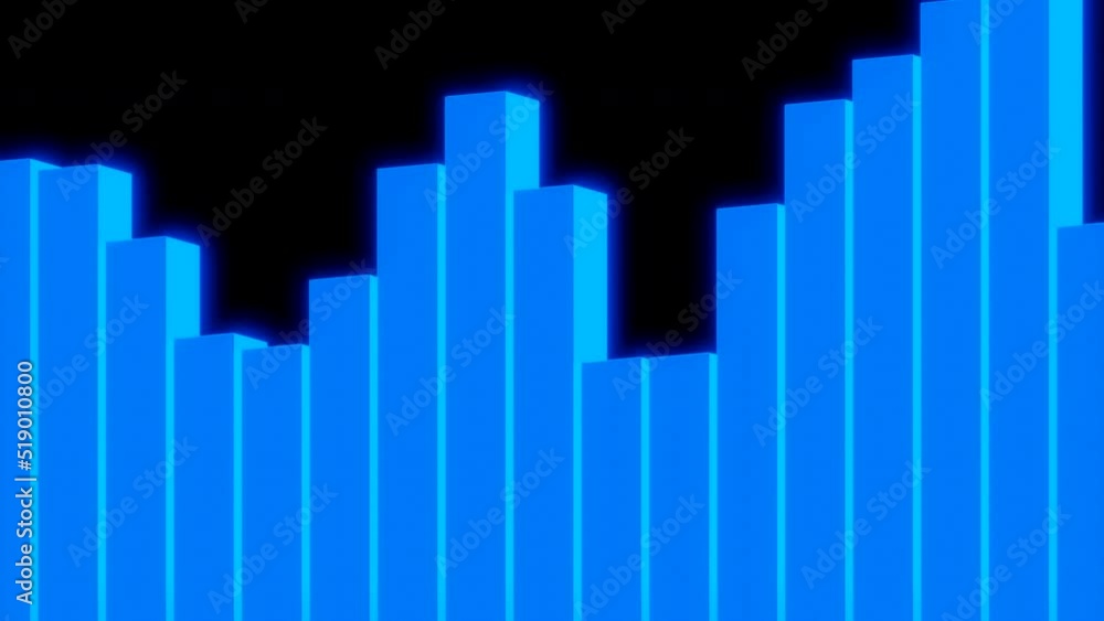 Poster modern 3d business chart graphics on a black background. design. moving dynamically up and down vert
