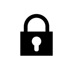 Black lock icon isolated on white background. Protection icon vector 10 eps