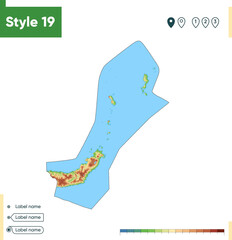 North Sulawesi, Indonesia - high detailed physical map. Vector map. Dem map.