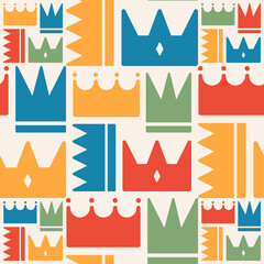 Crown pattern cute pastel color style for kids design background, web site, sale banner, premium royal party, poster, t shirt. vector 10 eps