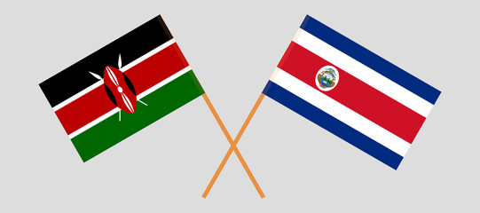 Crossed flags of Kenya and Costa Rica. Official colors. Correct proportion