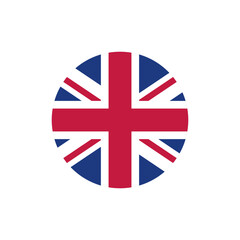 Union Jack flag. British flag round icon. United Kingdom, Great Britain national symbols. Vector icon isolated on white background