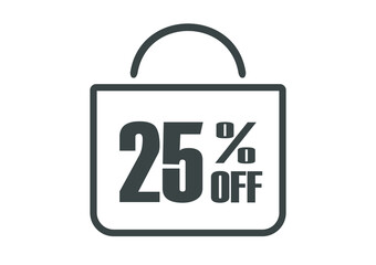 25% Off. Banner for products and services. Shopping bag vector.