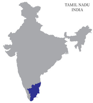 Tamil Nadu Highlighted in India Map vector illustration
